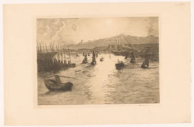 Puerto con puesta de sol