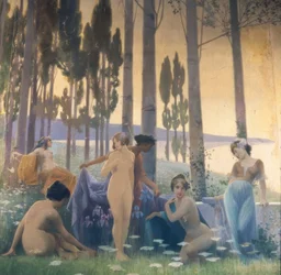 Mural que representa una alegoría de la agricultura, la industria y la exportación