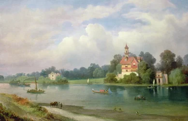 Vista de la casa de Pope y la casa de Radnor en Twickenham