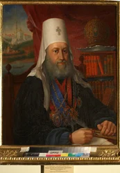 Eugene de Kiev, metropolite de Kiev et de Gallitch - Retrato de Yevgeny Bolkhovitinov (1767-1837), Metropolitano de Kiev y Galicia - Kalashnikov, Alexei Afanasyevich (1795-1852) - 1837 - Óleo sobre lienzo - 76x66 - Instituto de Literatura Rusa IRLI (Pushki