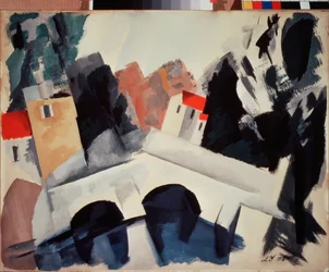 Un puente - Obra de Alexei Alexandrovich Uspenski (1892-1941), gouache sobre papel