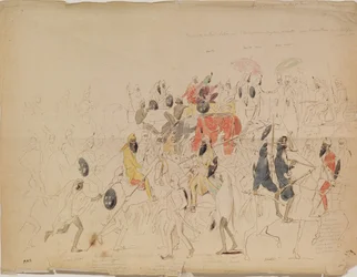 Encuentro del Maharajá Sher Singh de Punjab y el embajador británico Clark en 1842