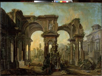 Una visión arquitectónica. Pintura de Alexei Ivanovich Belsky (1730-1796). Óleo sobre lienzo