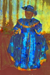 Chica con vestido azul y sombrero,2020,(técnica mixta)
