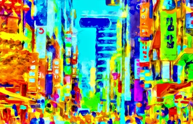 Ciudad multicolor, literalmente, 2020 (técnica mixta)