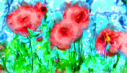 Amapolas y nubes,2020,(técnica mixta)