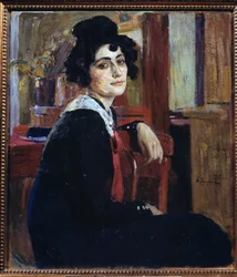 Una francesa (Una francesa). Pintura de Alexei Mikhaylovich Korin (Korine) (1865-1923), óleo sobre lienzo