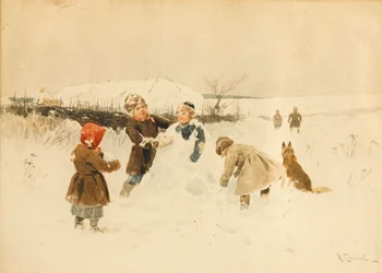 Haciendo un muñeco de nieve, 1891