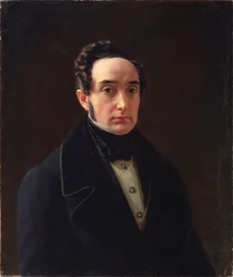 Retrato del autor Ivan Panayev (1812-1862) - Pintura de Alexei Vasilyevich Tyranov (1808-1859), óleo sobre lienzo, arte ruso