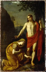 Noli Me Tangere. (No me toques). Palabras de Jesús en el momento de su resurrección, dirigidas a María de Magdala (María Magdalena), al fondo, las cruces de tormento en el monte Gólgota. Pintura de Alexei Yegorovich Yegorov (1776-1851), óleo sobre lienzo