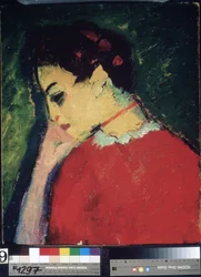 Pintura "Retrato de una mujer" de Alexei von Javlensky (Alexi von Jawlensky, Alexej von Javlenski) (1864-1941) 1909 Museo Estatal de Arte de Uzbekistán, Tashkent
