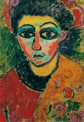 Retrato de una dama, c.1908 (óleo sobre cartón montado sobre lienzo)