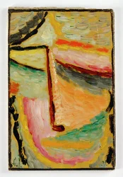 Pequeña cabeza abstracta (óleo sobre cartón)
