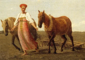 Ruso: "En el campo arado. Primavera" En el campo arado. Primavera