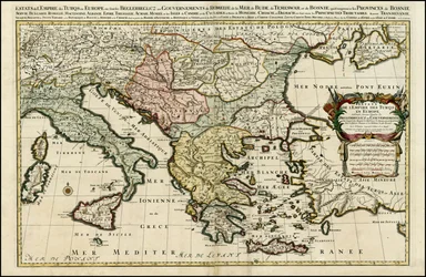 Mapa de 1692 del Imperio Turco en Europa por Hubert Jaillot