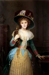Retrato de mujer con sombrero grande