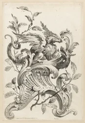 Grifo alado en un soporte rocaille, de Premiere Partie Diverse Ornements