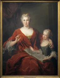 Madame de la Sablonnière y su hija. Pintura de Alexis Simon Belle (1674-1734), óleo sobre lienzo