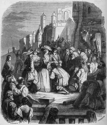 Mademoiselle de Montpensier entra en Orleans durante la Fronda el 27 de marzo de 1652. Grabado después de la pintura de Alfred Johannot (1800-1837).