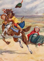 Merrie England: El percance de un pasajero (litografía en color)