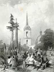 Cementerio de la Iglesia de Smolensko, grabado por E. Smith