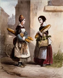 Pequeños oficios: la panadería. Joven comerciante de pan ambulante