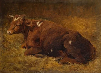 Una vaca acostada en el suelo, 1865-1872