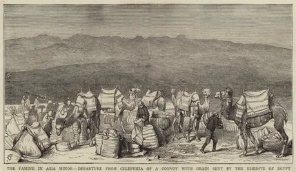 La Hambruna en Asia Menor, Salida de Celephkia de un Convoy con Grano enviado por el Jedive de Egipto