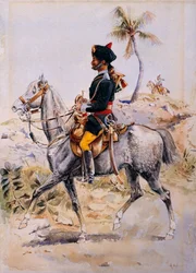 Trompetero montado, 34º Caballería de Poona del Príncipe Alberto Víctor, c. 1908