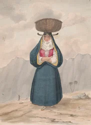 Campesina con cesta en la cabeza - La Palma, 1828