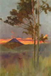 Una noche enfadada - Montañas de Hakone, c.1889