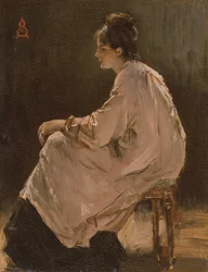 Niña sentada (óleo sobre tabla)