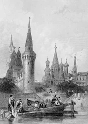 La iglesia de Vasili Blagennoi, Moscú, grabado por J. H. Kernot, c.1844