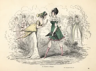 Caricatura de trajes del Consulado y Primer Imperio, Francia