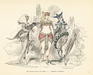 Salambó y la esposa de Potifar con trajes exóticos, Cartago, 3.