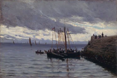 Llegada de los pescadores de sardinas