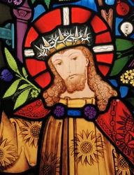 Abbey Cwm Hir, Heaton, Butler & Bayne, Alfred Hassam, Cristo, (detalle), La Luz del Mundo, 1865, Holmon Hunt