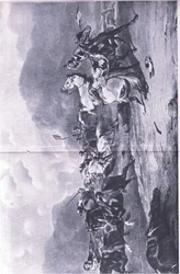 La retirada en Naseby: 14 de junio de 1645, ilustración de British Battles on Land and Sea, 1915