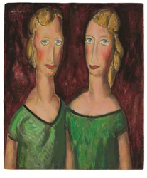 Dos hermanas de verde, c. 1920 (óleo sobre tabla)
