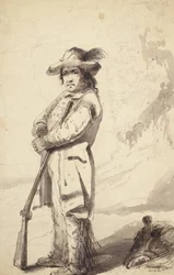 A Rocky Mountain Trapper, Bill Burrow, c.1837 (lápiz, pluma y tinta y aguada sobre papel)