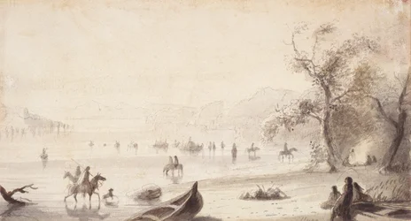 Bull Boating Across the Platte, c.1837 (dibujo en papel)