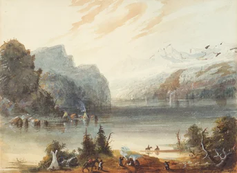 Chain Lake en las Montañas Rocosas, c.1837 (lápiz, acuarela y gouache sobre papel)