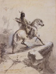 Indio Crow en vigía, c.1837