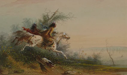 Alce cruzando a nado el Platte