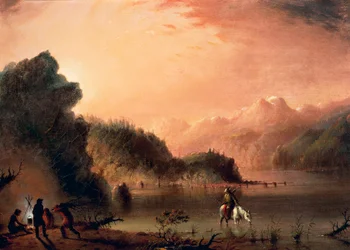 En las Montañas Rocosas, hacia 1838, de Alfred Jacob Miller (1810-1874), óleo sobre lienzo, 36,5x50,8 cm