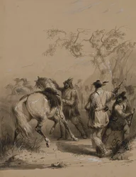 Preparativos para una cacería de bisontes