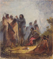 Regalos a los indios serpiente, c.1837 (óleo sobre papel)