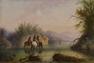 Escena fluvial - Abrevando caballos
