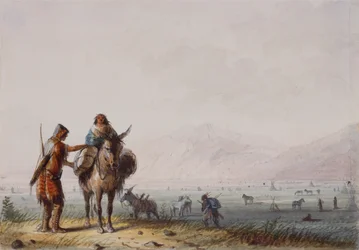 Recolectores de raíces Shoshone, c.1837