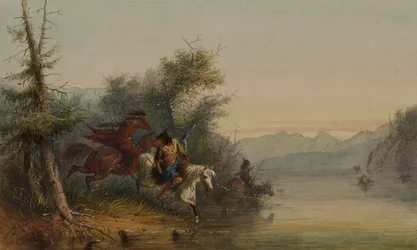 Los indios Snake: Vadeando un río